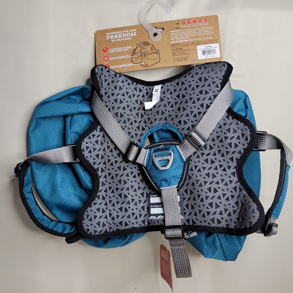 Arcadia Trail Dog Harness w/ 2 Saddlebags Size Medium Dark Teal NEW - Picture 3 of 10
